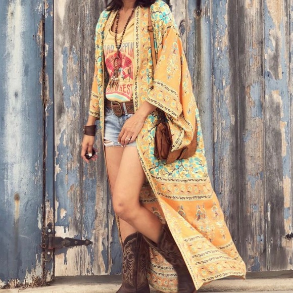 New Boho Floral Kimono Maxi Duster Cardigan - Picture 3 of 6